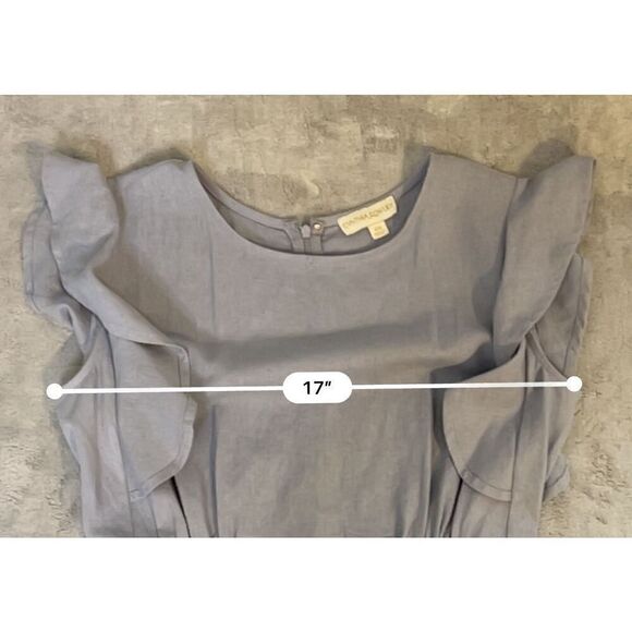 Cynthia Rowley Flutter Sleeves Blue Linen Maxi Dress Women’s Small - Picture 6 of 11